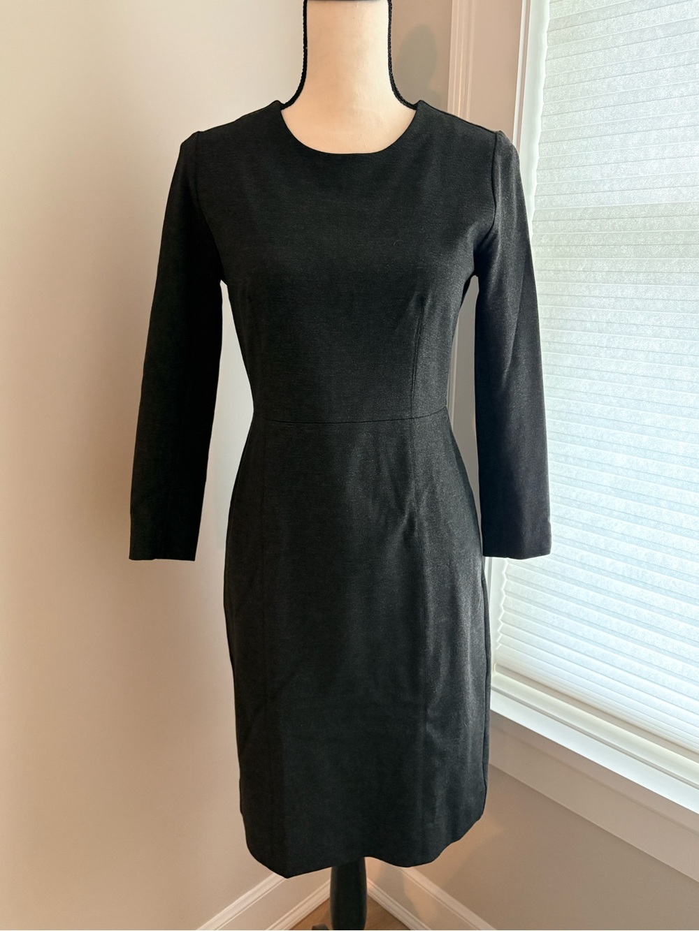EUC JCrew Fac 3/4 sleeve dress dark gray size 0